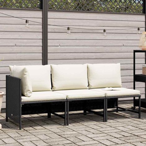 Maison Exclusive - 3-tlg. Garten-Sofagarnitur mit Auflagen Schwar (1/5)