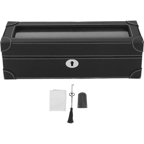 boîte de rangement-Étui pour montres mécaniques 5 emplacements avec fenêtre en verre, rembourrage doux et design élégant (1/5)