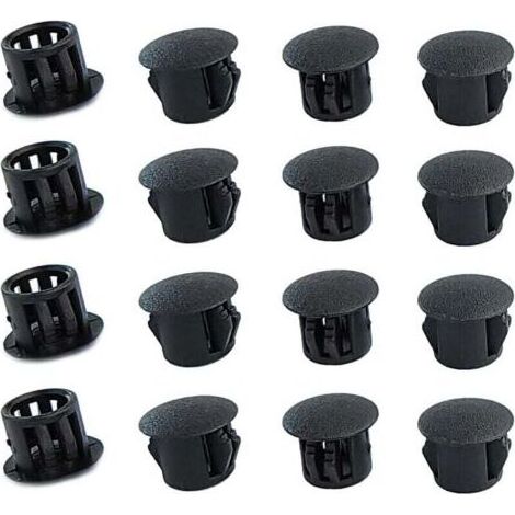 Bouchons ronds en plastique (noirs, 8mm), 20 pièces, couvercles de trous de meubles, couvercles de trous en plastique, bouchons de perçage pour serrures de trous de meubles (1/4)