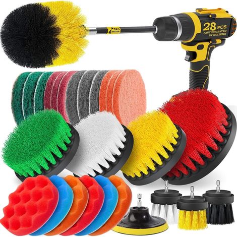 ZOLGINAH Brosse Nettoyage Perceuse 25 pièces, Multifonctionnel Brosse Pour Perceuse Voiture Carrelage Tapis Baignoire Cuisine Toilettes (1/5)