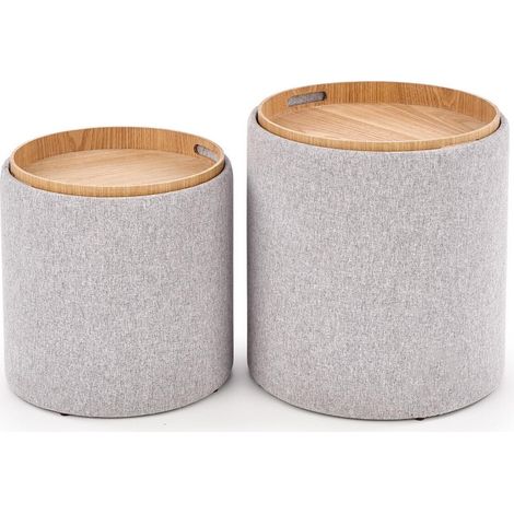 Conjunto de pufs Houston 1212 , 45x0x0cm, Diámetro: 38, Tapiz, 0, Caja de almacenamiento (1/5)
