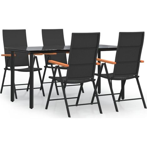 Maison Exclusive - Set da Pranzo da Giardino 5 pz Nero e Marrone in Polyrattan