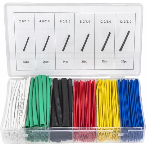 Set di guaine termoretraibili isolanti colorate 196 pezzi (PVC)