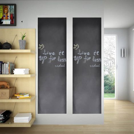 Tableau noir autocollant mural 0,6x3 m 2 rouleaux avec craies (1/5)