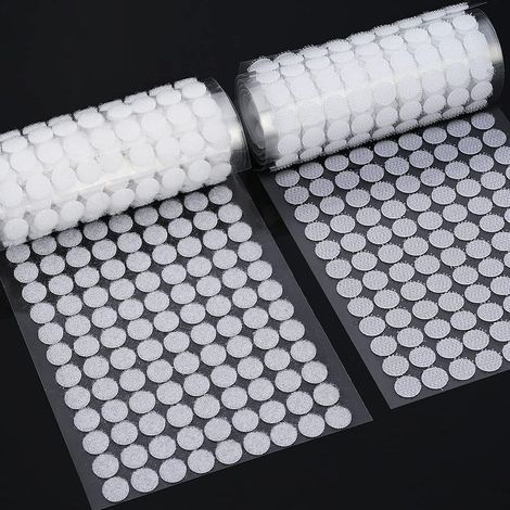Scratch Autocollant Rond, 504 Paires 10mm Cercles avec Crochet et Boucle Auto Adhésifs, 1000PCS Autocollantes Hook & Loop Pastille Adhesive, Autocollantes Points Arrière Dots Coins (1/5)
