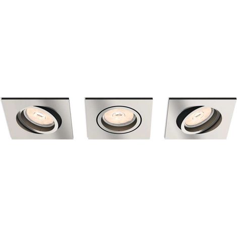 Philips myLiving - LED-Einbauleuchte 9x9 cm, GU10, 3 Stk., Chrom matt 915005424731 (1/4)