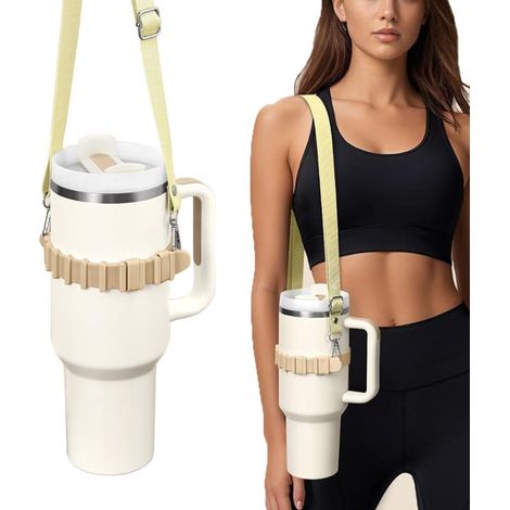 Portabotellas con correa para el hombro para accesorios de botellas de agua, correa ajustable para el hombro, compatible con Stanley Tumbler, Ow-ala, Hydroflask, YE-TI, etc. (1/5)