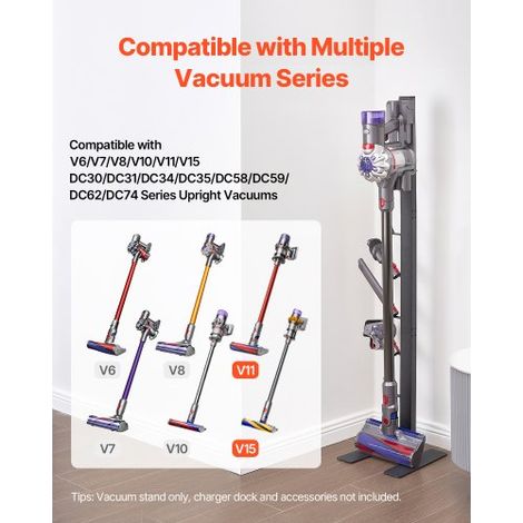 Staubsaugerständer, kompatibel mit Dyson V6 V7 V8 V10 V11 V15, stabiler Staubsaugerständerhalter mit 6 Haken für Dyson DC30 DC31 DC34 DC35 DC58 DC59 DC62 D74 kabellose Staubsauger und Zubehör (1/5)