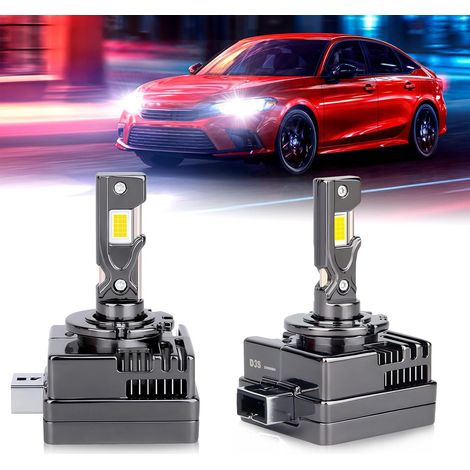 D3S LED-Scheinwerferlampen, verbesserte Kühlung, Canbus-fehlerfrei, 100 % Plug & Play, kompatibel mit Original-Vorschaltgerät-Ersatzlampe, 55 W, 10.000 lm, 6.500 K, Kaltweiß, 2er-Pack