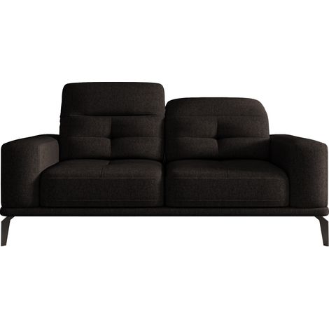 Canapé droit design 2-3 places tissu doux marron Torpille 195cm (1/5)