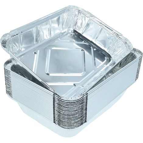 vhbw 25x Grillschalen kompatibel mit Campingaz Gasgrill - Wiederverwendbare Aluschalen, Hitzebeständig bis 600°C, Aluminium, 22 x 15 x 4 cm (1/4)