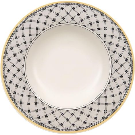 Assiette creuse, 24 cm, Porcelaine, Blanc/Gris/Jaune (1/4)