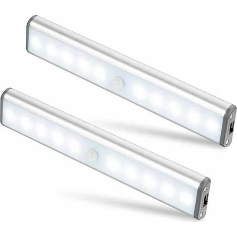 2er-Set kabellose 10-LED-Lampen, USB-aufladbar, magnetisch, mit Bewegungssensor, 2 Beleuchtungsmodi, tragbar. Ideal als Schrankleuchte, Notleuchte, Nachtlicht für Kinder oder Akzentbeleuchtung. (1/5)