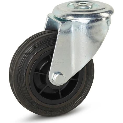 Roulette pivotante - MESO - Caoutchouc - Trou central - 100mm - 100kg