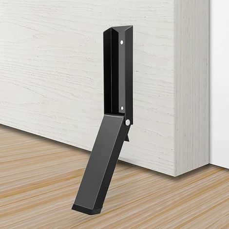 Tope de puerta interior con puntas de goma antideslizantes - modelo de alta resistencia, apto para puertas de garaje, oficinas y viviendas, color negro. (1/5)