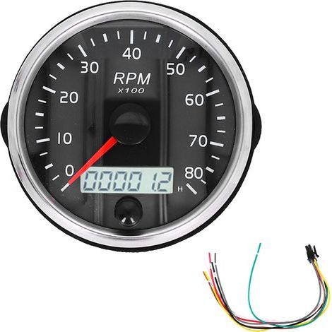 3.3″ 12V/24V 0-8000RPM Tachometer with LCD Hour Meter for Car/Boat (1/5)