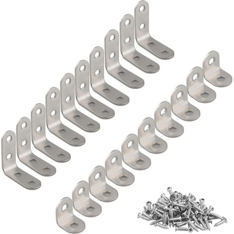 Supports en L, supports en L en métal, supports d'angle 20PCS avec vis, supports d'angle en acier inoxydable pour la fi (1/5)