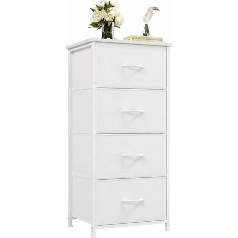 Commode Moderne 4 Tiroirs Spacieux, Meuble de Rangement Compact Gain de Place, Design Brillant Élégant, 423095 cm, Blanc (1/4)