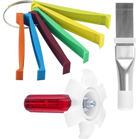 Cepillo de limpieza para condensadores, peine para aletas de aire acondicionado, peine para aletas de disipador de calor metálico para condensadores de aire acondicionado (1/5)