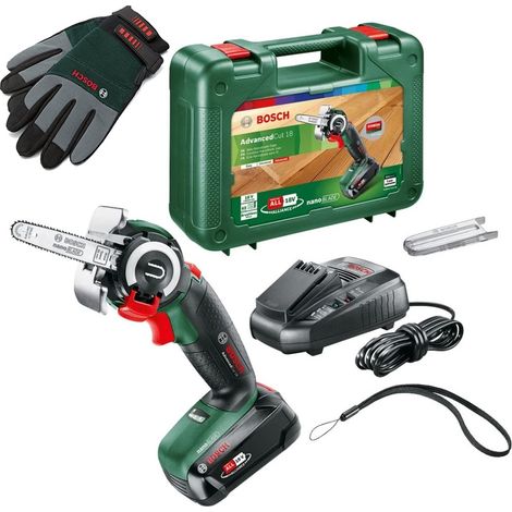 Bosch Cordless AdvancedCut 18v NanoBlade Mini Chainsaw 2.5AH Battery + Gloves (1/5)