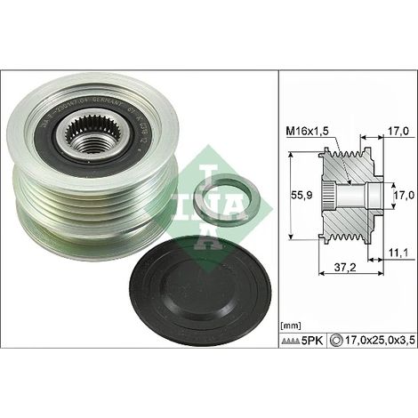 Poulie roue libre, alternateur INA 535 0116 10 NISSAN 2310000Q2H 2310000QAB