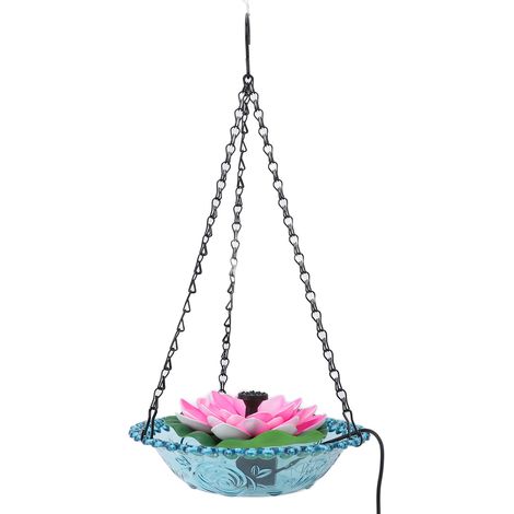 Vogeltränke mit Gartenbrunnen, schwimmender, lotusförmiger Brunnen, hängendes Vogelfutterhaus, Vogeltränke
