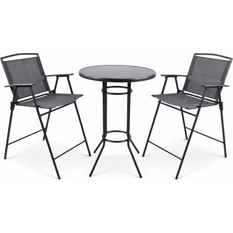 3 pcs. chaise de bar debout table Barset Garlos 108x70x70 - VCM (1/3)