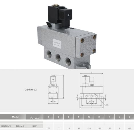 Vierwege-, Zwei-Positionen-Magnetventil, elektrisch betätigter Verteiler G3/8" Q24DH-10DC24V (1/5)