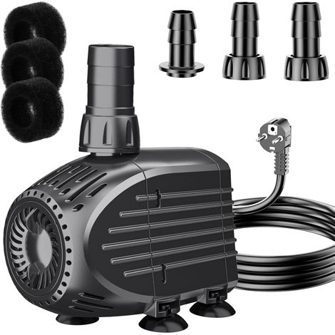 Biling Springbrunnenpumpe 3200 L/H Teichpumpe Schutz vor überhitzung Funktion, Ultra Leise Wasserpumpe Tauchpumpe Mit 3m Kabel für Brunnen, Hydroponik-Systeme Submersible Tauchpumpe, Schwarz (1/5)