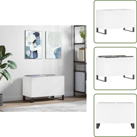 Plattenschrank Weiß 74,5x38x48 cm Holzwerkstoff - Plattenregal - Schallplattenregale - Vinyl Regal - Plattensammlung Organisieren - Wohnzimmer Dekoration (1/5)