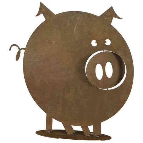 Deko Schwein aus Stahlblech Naturrost in braun, H 49 cm (1/2)