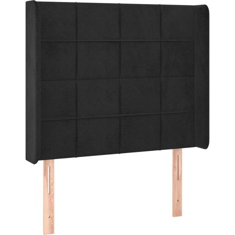 Testiera accessorio letto mobile camera da letto con bordo laterale 83 x 16 x 118/128 cm Tessuto velluto nero TDL0204457