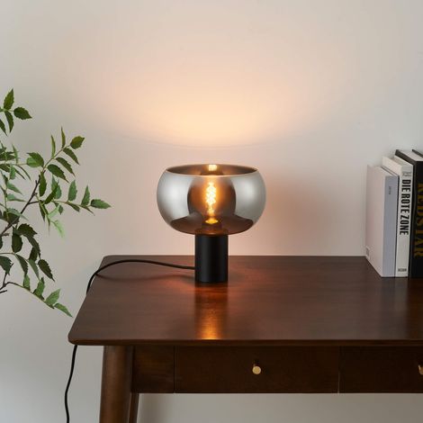 Lampe à poser moderne abat-jour verre fumé - Milan