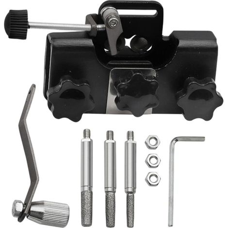 Affûteur de chaîne portable, affûteur de chaîne manuel, affûteur de chaîne haut de gamme Kit d'affûtage avec 3 têtes d'affûtage, noir (1/5)
