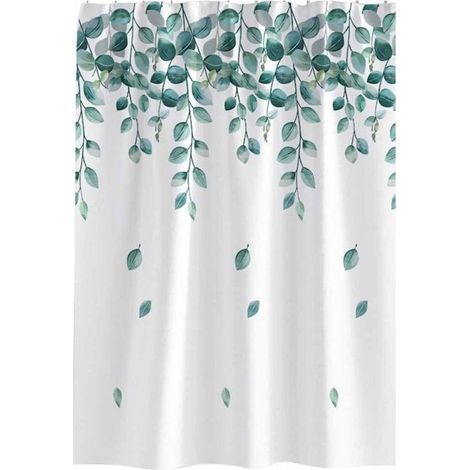 Rideau De Douche - 120x200 Cm - Vert Motif Feuilles - Ourlet Lesté Anti-moisissure - Polyester Lavable En Machine - Pour Salle De Bain Et Baignoire - 1 Piece