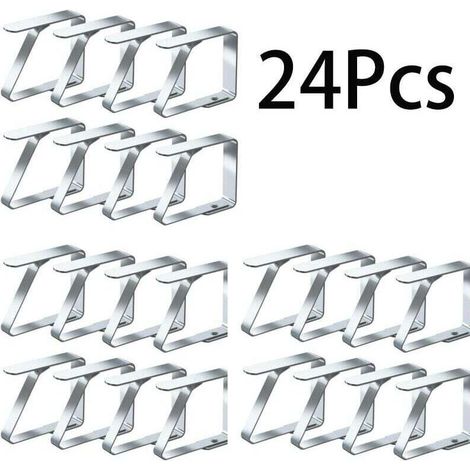 Pinces Nappe Ensemble de 24 Acier Inoxydable Nappe Clips Anti-Glissant (5cm x 4cm) (1/4)