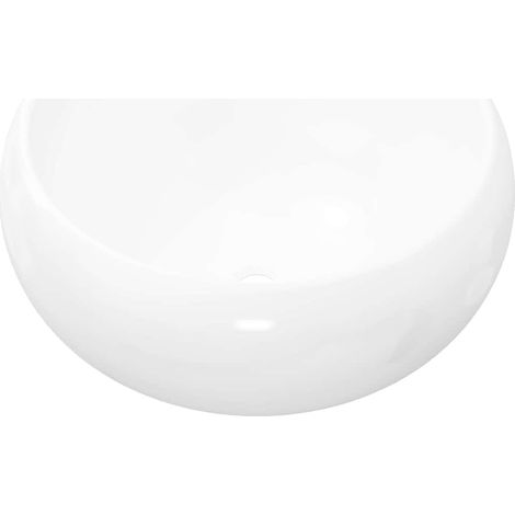 Waschbecken/Waschmuschel/Waschtisch Rund Keramik Weiß 40 x 15 cm (1/5)