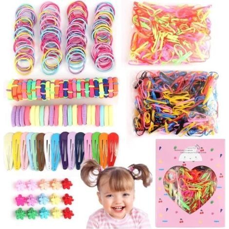 (Verschiedene Farben, darunter Bonbonfarben.) 780-teiliges Haaraccessoire-Set für Mädchen, Haarbänder und Haarspangen für Kinder (1/4)