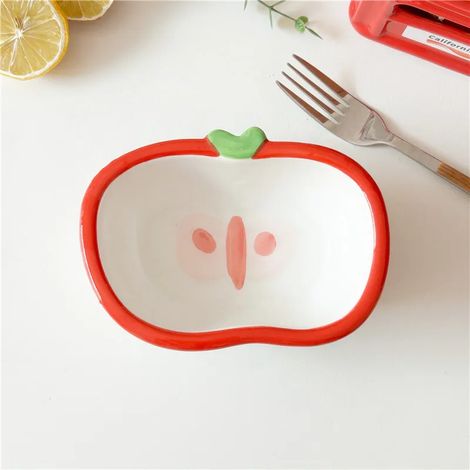 (Pomme 5,8 pouces) Bol en céramique en forme de fruit, compatible avec le micro-ondes et le four.