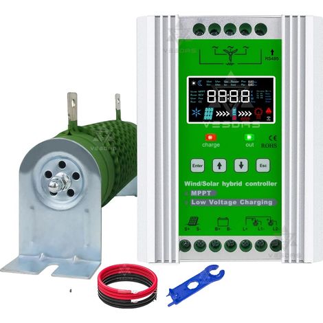Controlador de carga solar, tecnología MPPT, monitorización remota, 1,5 kW eólico/1,5 kW solar, con wifi, automático 12 V 24 V 48 V (1/2)