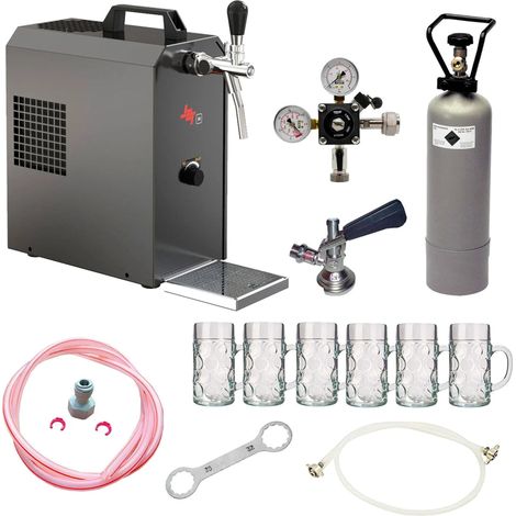 Ensemble complet - Tireuse à bière - JET 30, machine à bière, pompe à bière, 1 ligne, 35 litres/h, y compris les verres à bière ISAR de 0,5 litre, 6 pièces., KEG: Type A