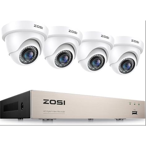 Kit Vidéo Surveillance 8CH 5MP Lite DVR Enregistreur avec 4 Caméra de Surveillance Extérieure 1080p, Détection de Mouvement et Aerte Instantanée, sans Disque Dur (1/5)