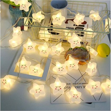 Warmweiße LED-Lichterkette in Sternform, ideal für Kinderzimmer, Schlafzimmer, Flure, Kränze, Hochzeiten und Weihnachtsdekorationen – Batteriebetrieben, 20 LEDs (1/5)
