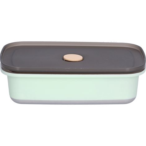 Boîte de Conservation Alimentaire Rectangulaire en Acier Inoxydable 304, 600ml, Vert - Idéale pour Maison et Bureau (1/5)