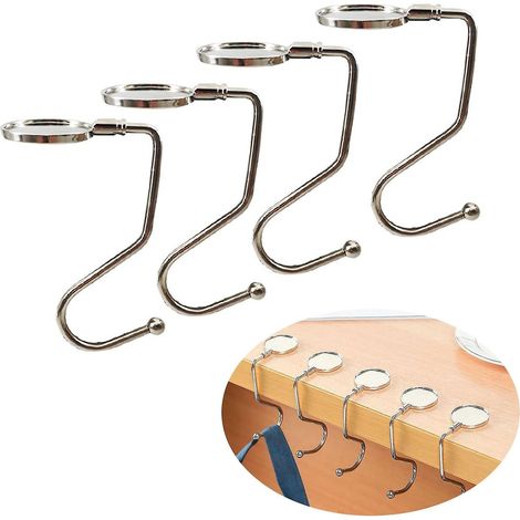 Crochets de suspension en métal antidérapants pour sacs à main - Lot de 4, organisateur de table pour sacs à main, bijoux et colliers (1/5)
