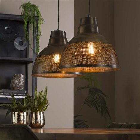 Industrielle Hängelampe Luisa 2-flammig aus Metall Bronze
