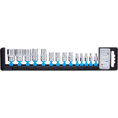 Silverline 675072 Inserti per Chiave a Tubo, 14 Pezzi, E4 - E24 (1/4)