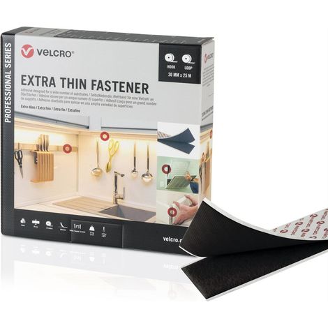Nastro adesivo velcro extra thin nero 50 mm 25 m