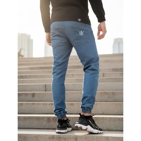 Jeans jogger a coste blu da uomo Jigga Wear Crown XL (1/5)