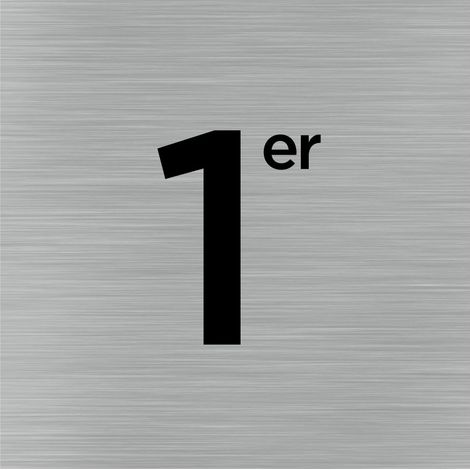 Signaletique.Biz France – Plaque de porte carré pictogramme 1er étage 150 x 150 mm – Aluminium brossé – Signalétique claire pour espaces intérieurs